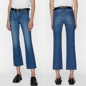 Frame Denim Le Crop Mini Boot Jeans Huntdale LCMBRA118 Flare Leg Raw Hem